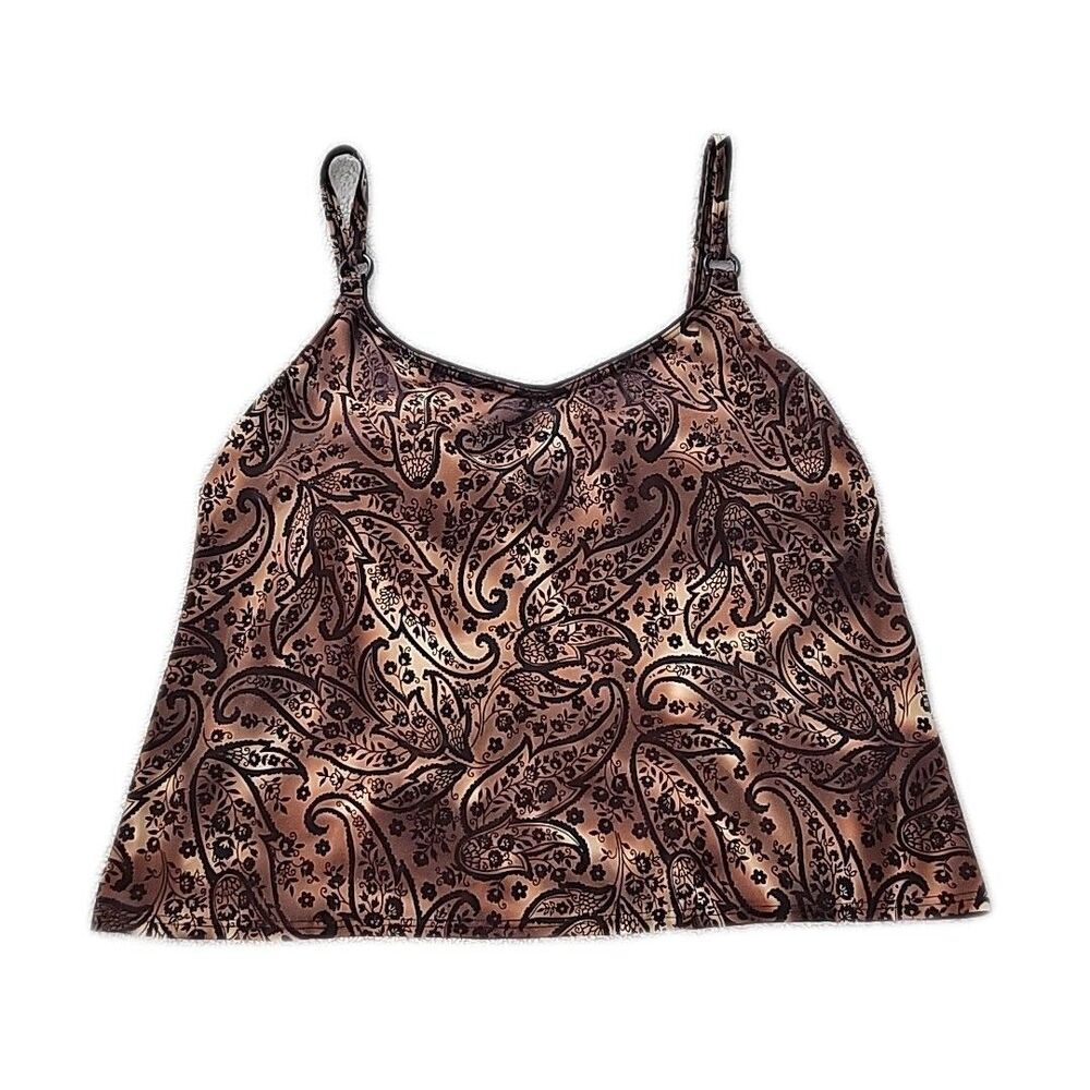 Baltex Modest Tankini Swim Top ~ Sz 22W ~ Brown & Black Paisley